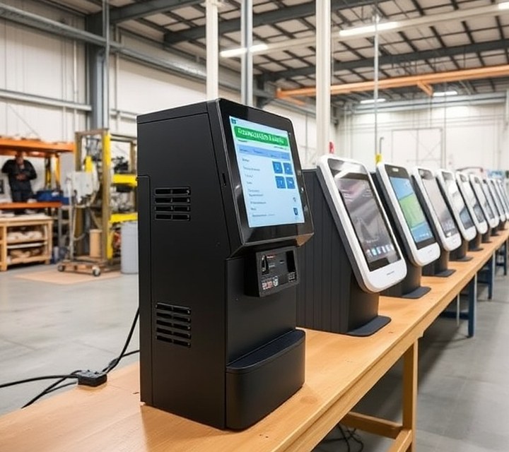 Dispenser module of a self-service terminal on a test bench